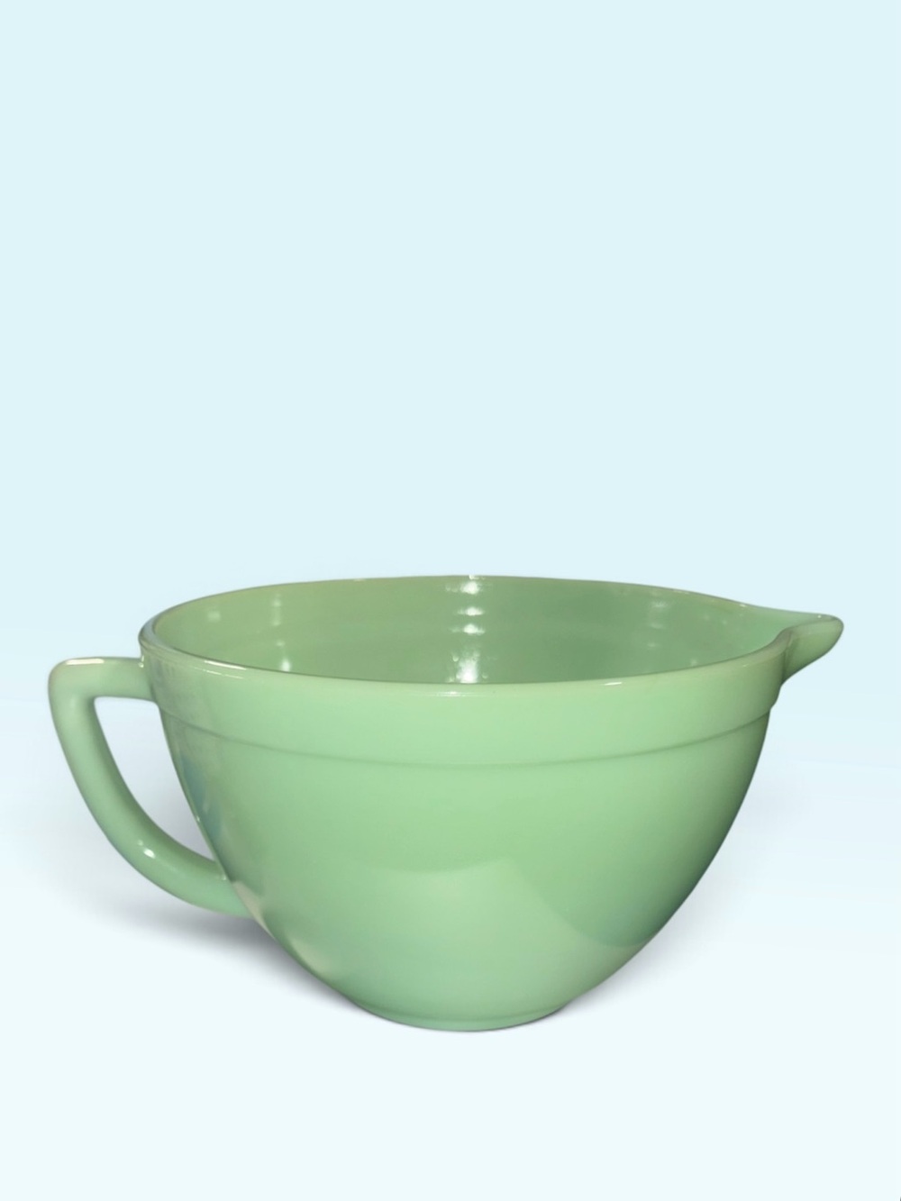 FIRE KING ANCHOR HOCKING JADEITE USA 2.5 QT BATTER MIXING BOWL D HANDLE VINTAGE